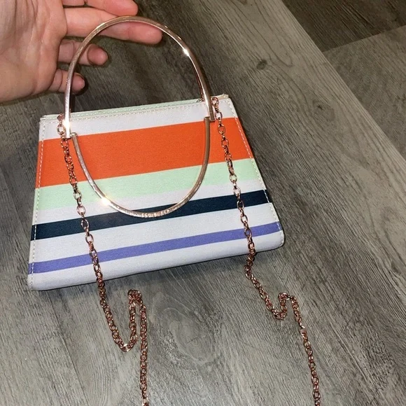 TED BAKER RARE mini trapezoid colorful crossbody with chain!!!UNIQUE - Picture 1 of 8
